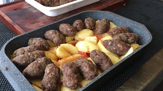 Soutzoukakia with potatoes and Feta