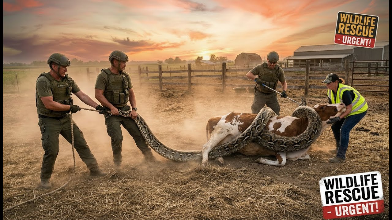 Brave Rescue Team | Saving a Cow from a Giant Python Attack - YouTube