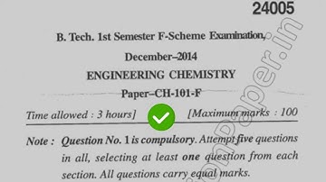 2014 Mdu BTech BE 1st Sem Engg Chemistry Question Paper