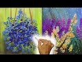 2 Ideas of Flowers to Paint w/ Cotton Swab / Acrylic Painting on Camvas for Beginner ( timelapse )