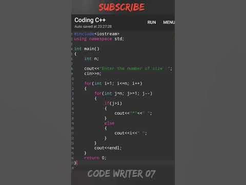 C++ pattern program tutorial || π―π§ #shorts #shortvideo #programming # ...
