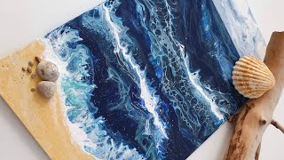 Paint Pouring on Holiday: Acrylic Sea Scape | ABcreative  Swipe Technique  ASMR  DIY