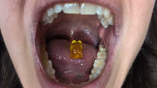 Yellow Gummy Bear Vore. Slow Tease and Swallow WATCH TILL THE END! 💋
