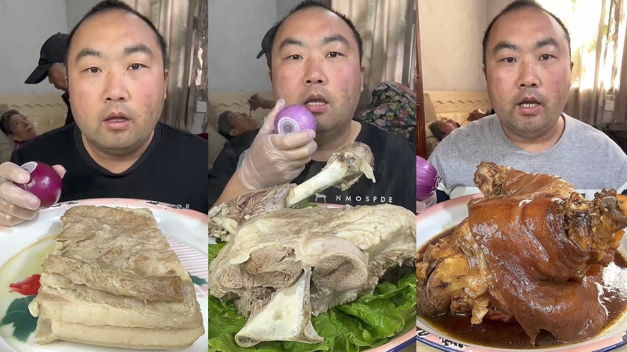 Mukbang # Part 171: Eat Sea Conch pig brain 🧠 belly pork bone head pig 