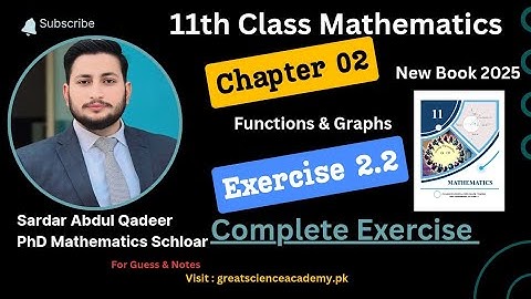 11th Class Maths || New Book 2025 || Chapter 2 Exercise 2.2 || Functions and Graphs