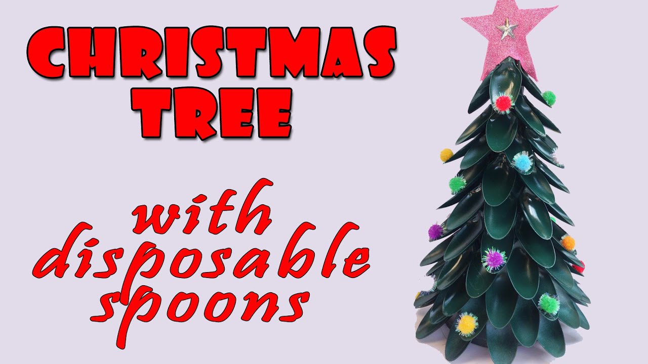 Christmas tree with disposable spoons  Christmas crafts ideas  Ana
