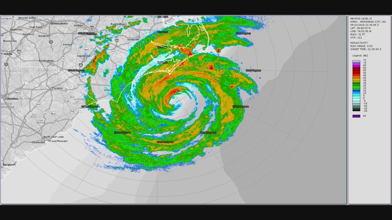 Doppler Radar Hurricane Florence Morehead City NC YouTube