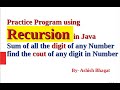 Java Recursion: Program for sum of all digits of number + Count of any digit occurrence Part 5