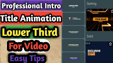 Create Professional intro,title animation, lower third for video with mobile. Pro tips