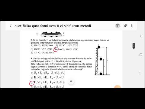 8-ci sinif Fizika.KSQ 1.Cavabları ilə(Bəzi müəllimlər özündən də sala bilər)