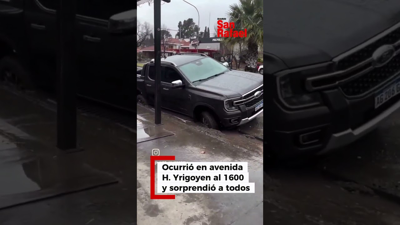 Ocurrió en Yrigoyen 1500 de San Rafael. La tierra cedió con las intensas lluvias y chupó las ruedas