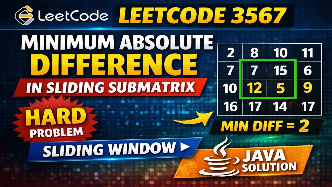Leetcode 3567. Minimum Absolute Difference in Sliding Submatrix - YouTube
