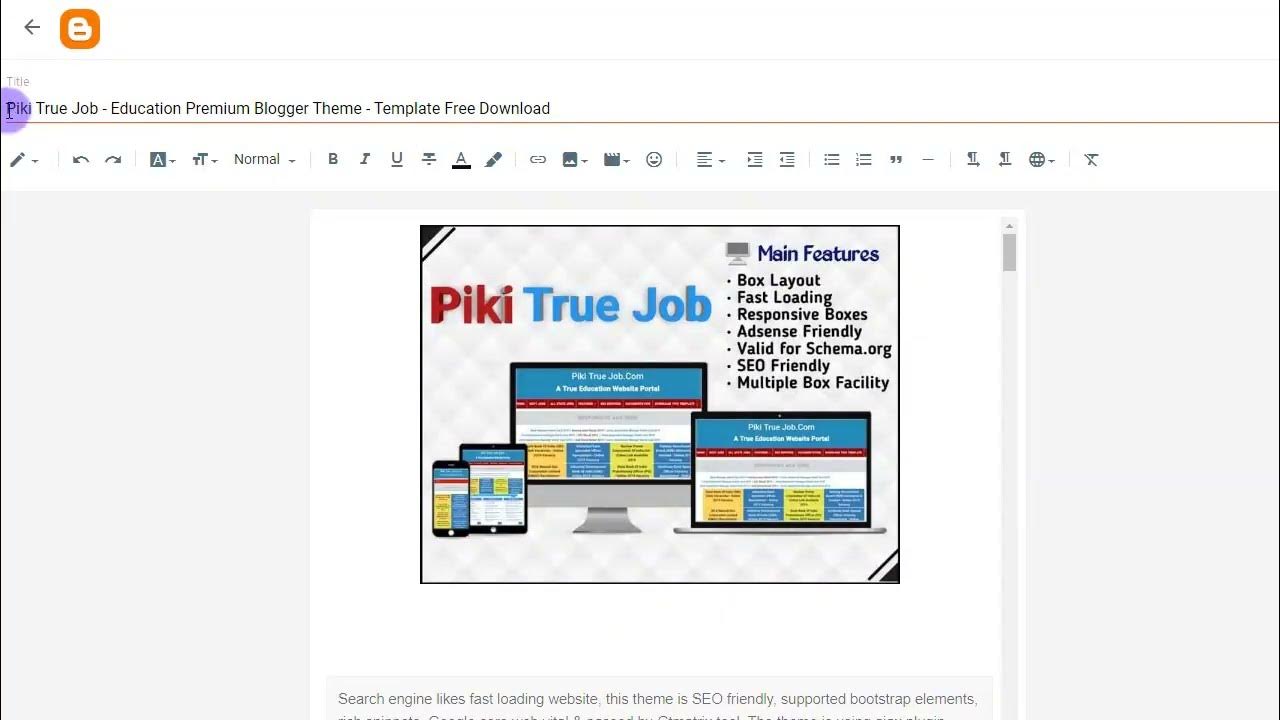 Piki True Job Education Premium Blogger Theme Template Free YouTube