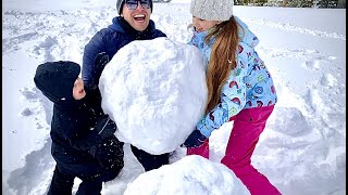 The Protsenko Family builds a GIANT SNOWMAN ever!!