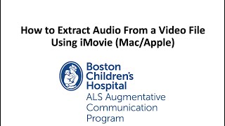 How to Extract Audio From a Video File using iMovie (Mac/Apple)