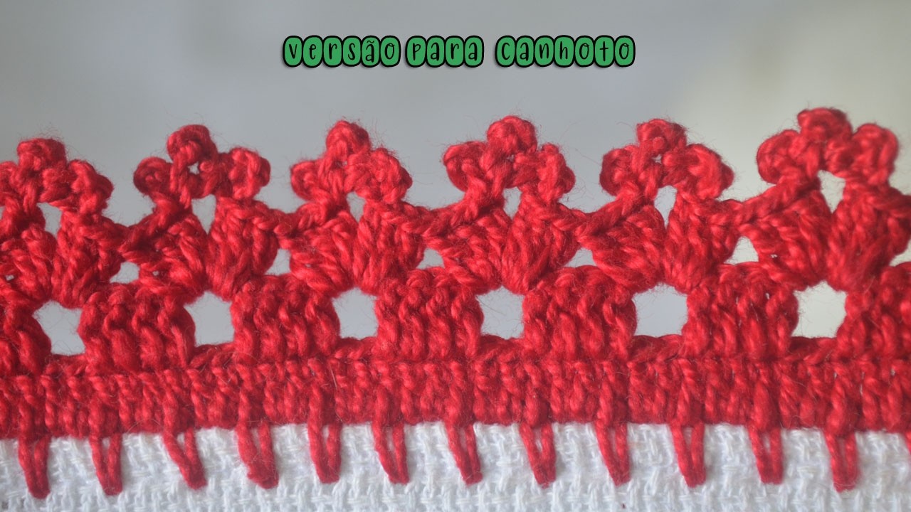 BARRADO DE CROCHÊ PEQUENO E FÁCIL PARA INICIANTES #1288 canhoto | BICO DE CROCHÊ