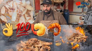 شوربة الجمبري السى فود والكاليمارى البيضاء white soup  seafood وشوي على الجريل مع الشيف أحمد شعره