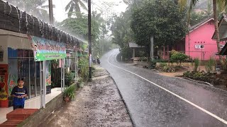 Heavy Rain and Strong Winds Hit My Village in Indonesia | Walk Under Super Heavy Rain | For Insomnia