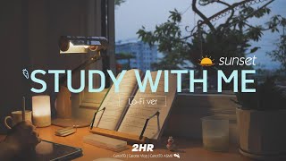 2-HOUR STUDY WITH ME | New room at Sunset 🌆| Relaxing Lo-Fi, Background noises | Pomodoro 50/10