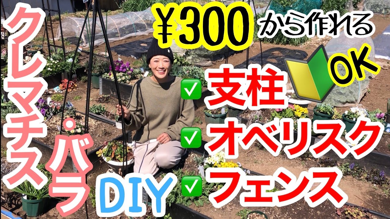 【クレマチス・バラ】誘引のための支柱・オベリスク・フェンスは作れます🧰/ しかも¥300〜高くても¥5,000未満で🙆‍♀️/ アイアン製オベリスク風、土がなくてもOKなフェンス【ガーデニング】