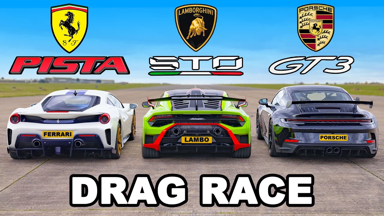 Lamborghini STO vs Ferrari Pista vs Porsche GT3: DRAG RACE - YouTube