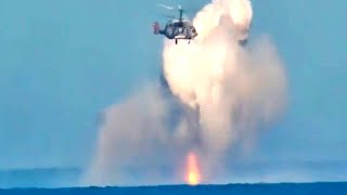 Ка-29 атакует ракетный морской дрон Украины. И атака дрона на катер России