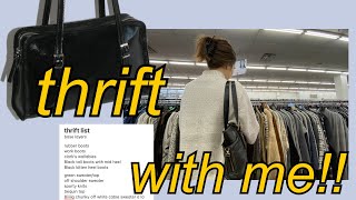 come thrift with me + thrift haul!! thrifting my wardrobe wishlist