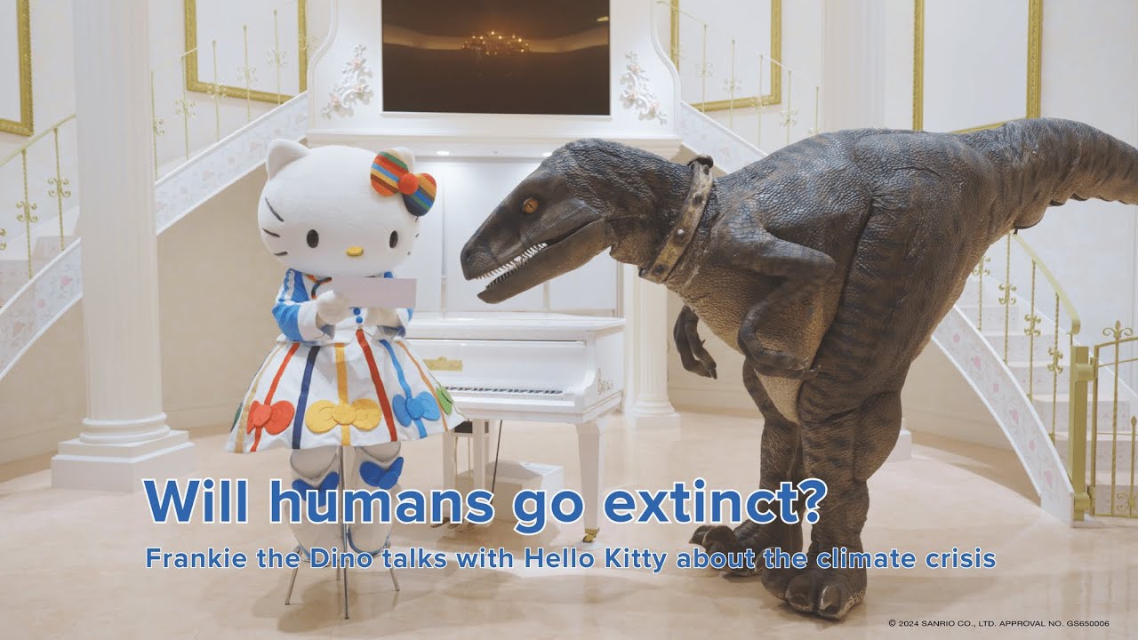 ハローキティ THE DINOSAUR EXPO 2011 Will Humans Go Extinct!? Frankie the Dino Came to See Hello Kitty