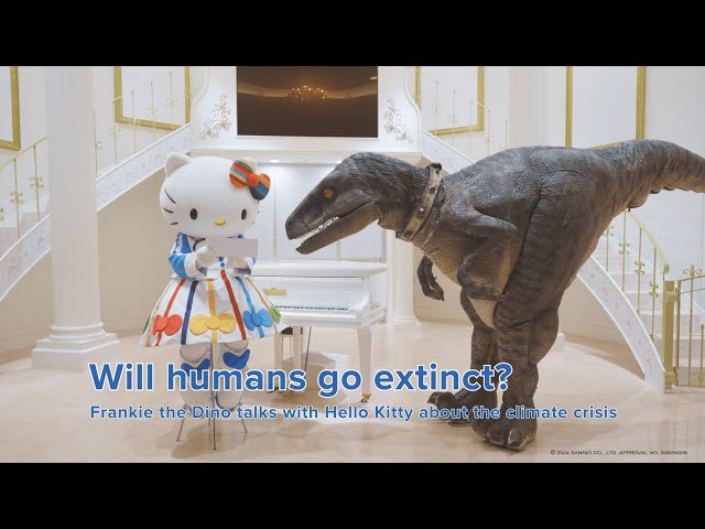 Will Humans Go Extinct!? Frankie the Dino Came to See Hello Kitty