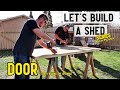 How to build a storage shed  door front wall  part 3  plans available