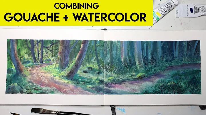 Combining WATERCOLOR & GOUACHE forest painting  Lo...