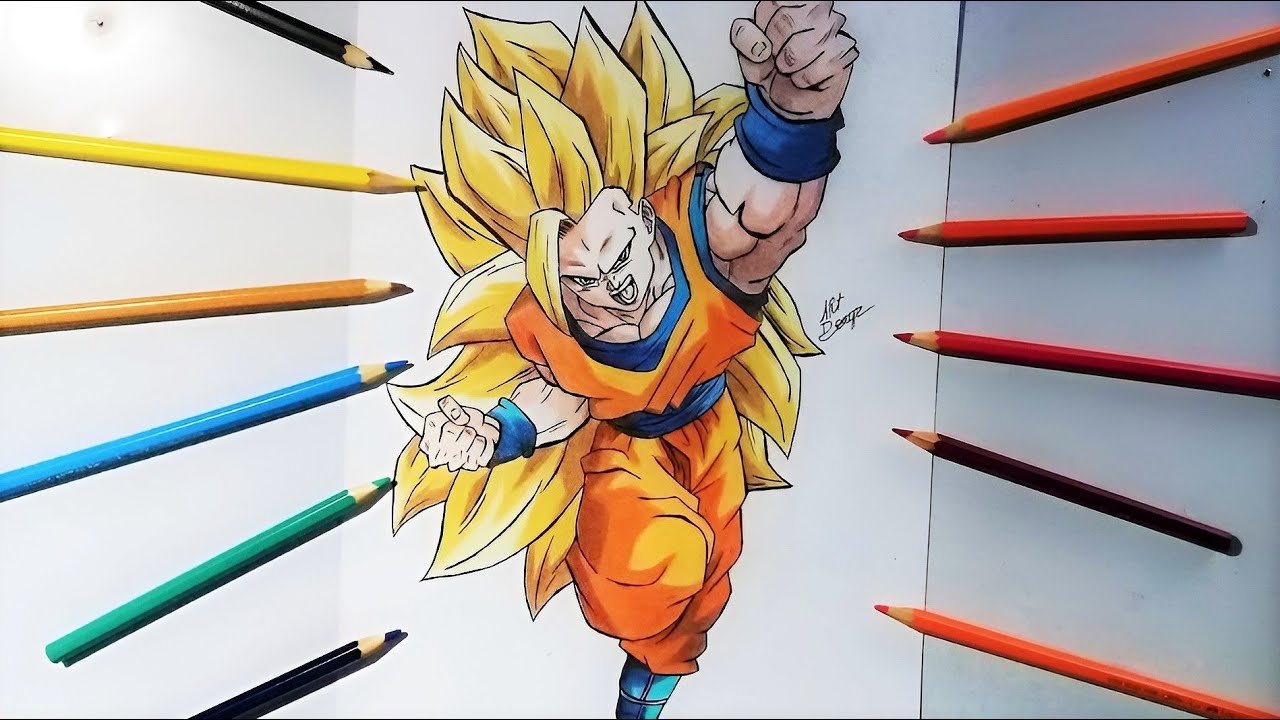 Speed drawing Goku Super Sayajin 3#desenhorapido #aprenderadesenhar #d