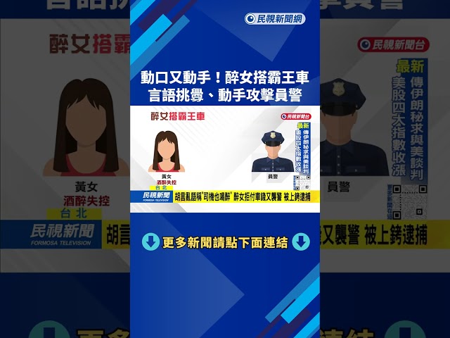 動口又動手！醉女搭霸王車 言語挑釁、動手攻擊員警－民視台語新聞