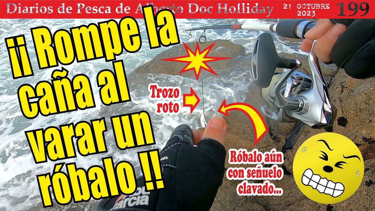 ROMPE LA CAÑA AL VARAR UN RÓBALO! Pesca a spinning en pedreros y playas de Carnota [Seabass fishing]