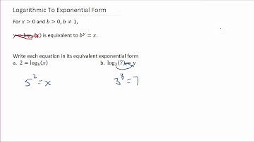 Convert From Logarithmic Form To Exponential Form