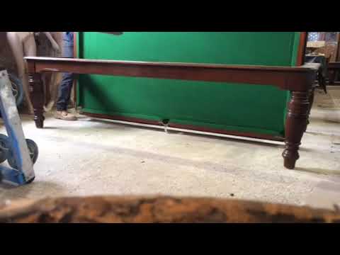 Antique rollover billiards dining table. Dining table surface rolls ...