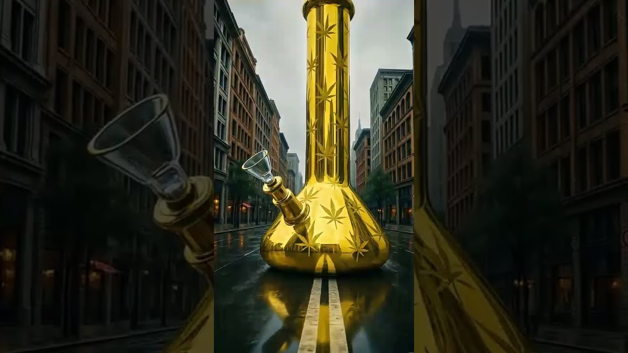 15.5" Metallic Gold Beaker Bong 🔥 | Shine in Style with Every Rip!