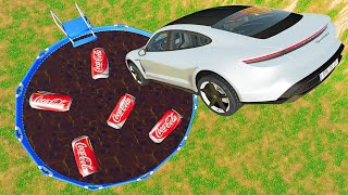 Vehicles Diving into Swimming Pool with Coca Cola - BeamNG.drive