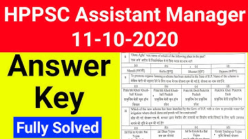 HPPSC ASSISTANT MANAGER 2020 ANSWER KEY | HPSCB COOPERATIVE BANK FULLY SOLVED QUESTION PAPER 2020