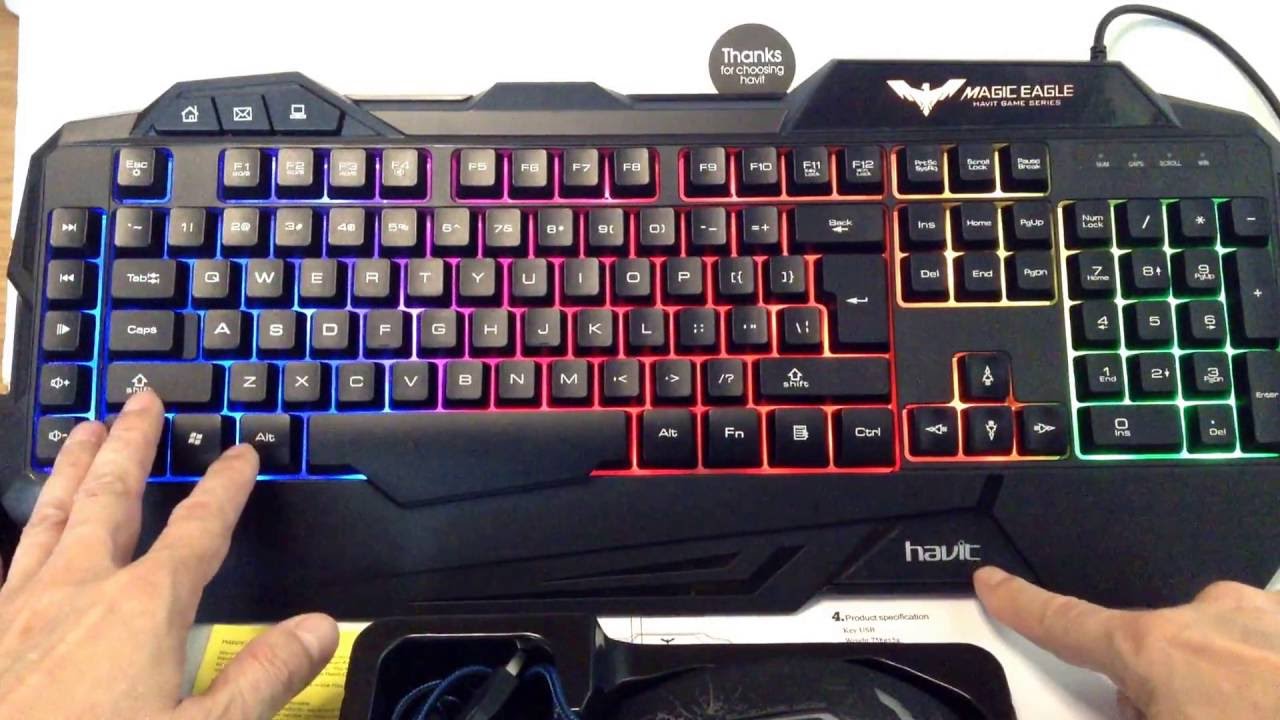 光る ゲームキーボードとマウスセット・HAVIT HV-KB558CM LED有線