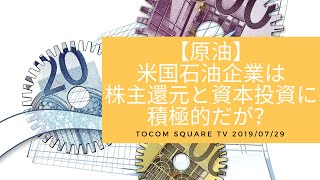 【原油】米国石油企業は株主還元と資本投資に積極的だが？(19/7/29)「TOCOMスクエアTV」商品先物相場展望