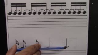Subdividing rhythms written in unusual order using the sixteenth note