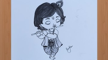 Krishna Drawing -Easy Step by step with Pencil IKrishna drawing pictures | Chitra I pencil sketch |