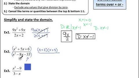 Alg2 - Unit 6.2 Simplifying Rational Expressions
