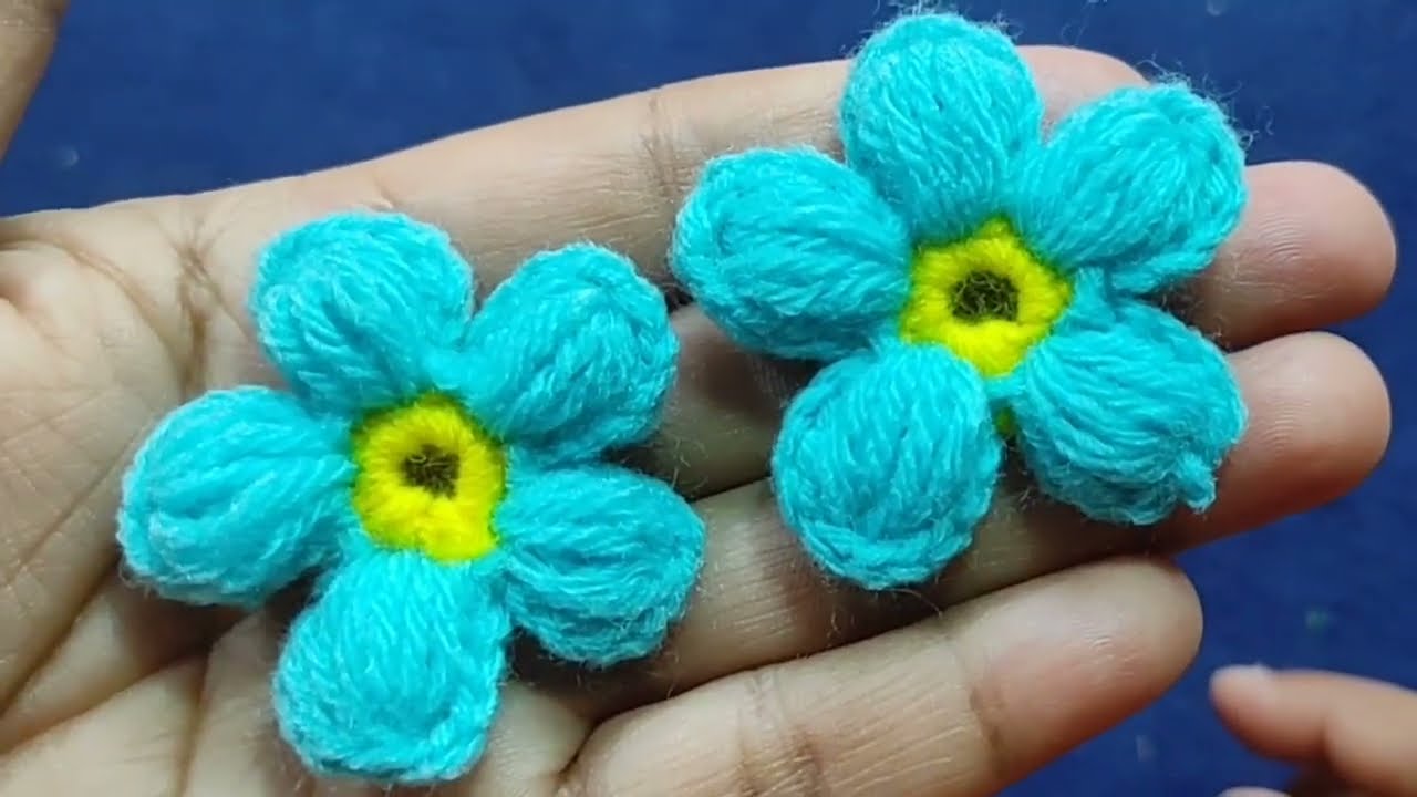 Crochet forget me not flower full tutorial blue flower