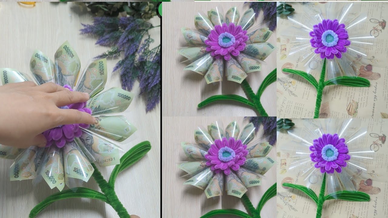 Làm hoa tiền xoay - pipe cleaner flower 