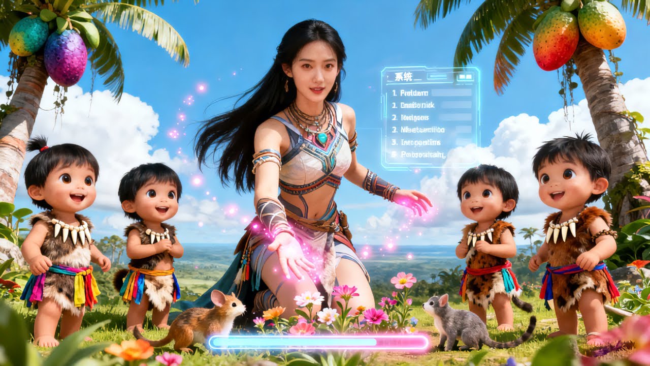 فتاة تنتقل عبر الزمن إلى قبيلة بدائية، تحصل على قوى خارقة وتلد أربعة أطفال لطيفين!