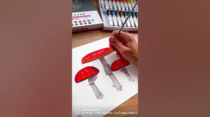 Mushroom Painting featuring Gouache