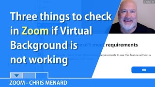 If your zoom virtual background is not working, there are three things
to check. this a follow-up video https://youtu.be/jkt_vsuruxm 1)
make...