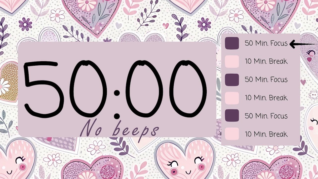 ⏳ 3-hour 50/10 Pomodoro Timer – Silent & Distraction-Free 🕒 | No Beeps, Just Focus